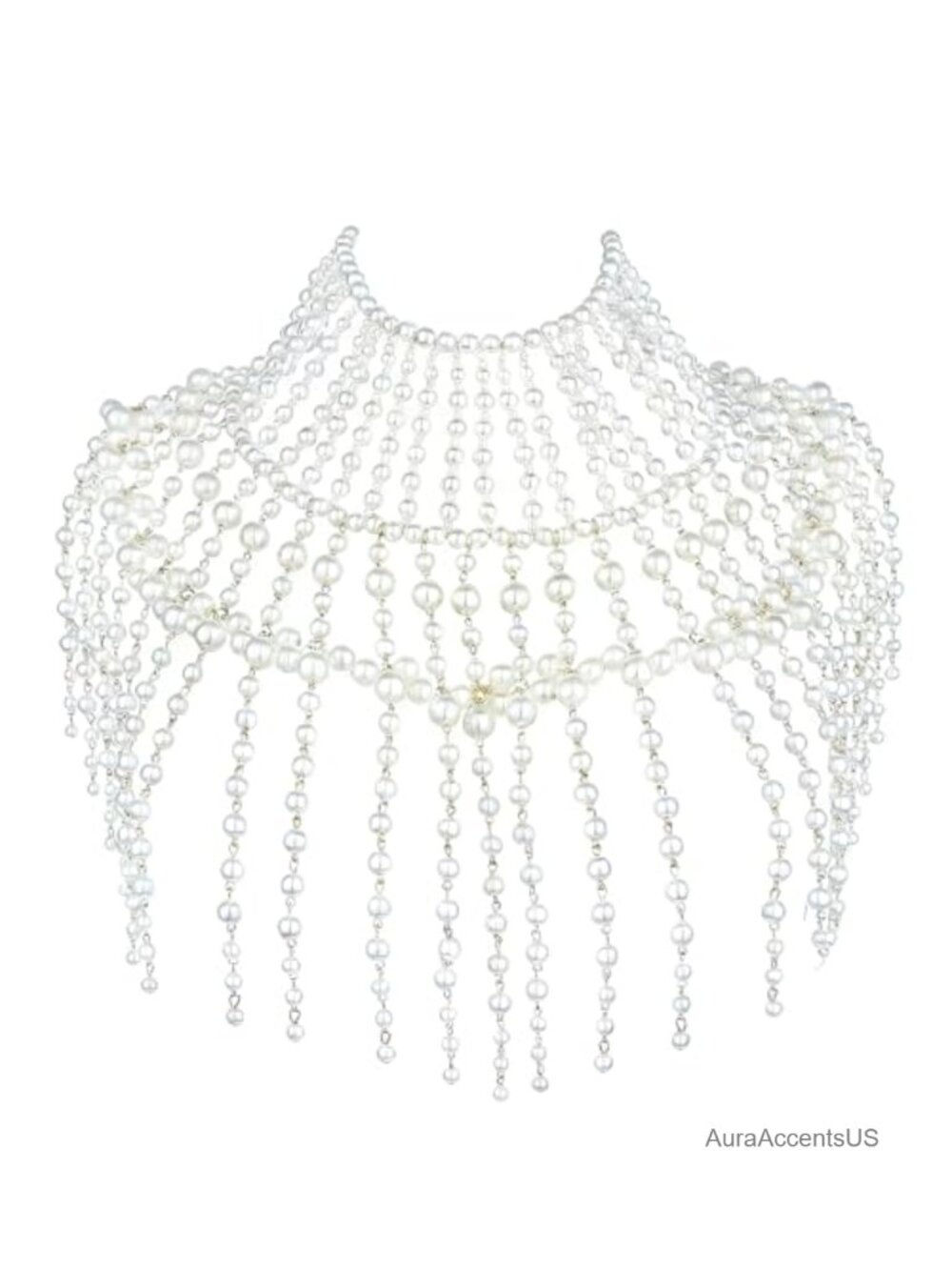 Pearl Chain Layered Shoulder Body Harness Beaded Necklace Collar